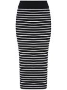 Romwe Striped Knit Slit Skinny Skirt