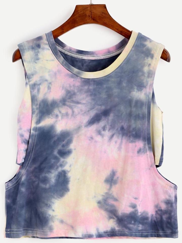 Romwe Multicolor Tie Dye Tank Top
