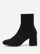 Romwe Almond Toe Block Heeled Ankle Boots