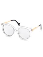 Romwe Clear Frame Metal Trim Grey Lens Sunglasses