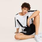 Romwe Guys Contrast Panel Letter Print Tee With Shorts