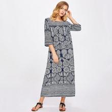 Romwe Paisley Print Longline Dress