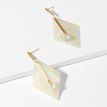 Romwe Bar Detail Rhombus Drop Earrings