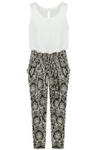 Romwe Sleeveless Floral Loose Jumpsuits