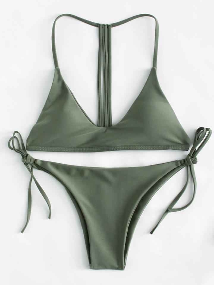 Romwe Tie Side Bikini Set