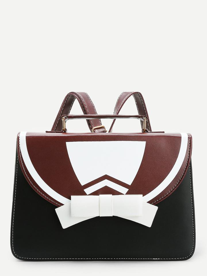 Romwe Bow Tie Design Pu Backpack