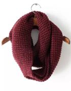 Romwe Collar Knitted Red Scarf