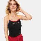 Romwe Letter Embroidered Binding Trim Cami Top