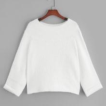 Romwe Solid Roll-up Sleeve Jumper