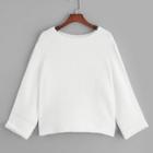 Romwe Solid Roll-up Sleeve Jumper