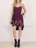 Romwe Burgundy Spaghetti Strap High Low Dress