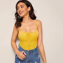 Romwe Tie Neck Slim Fitted Cami Top