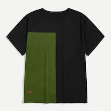 Romwe Guys Contrast Panel Patched Tee
