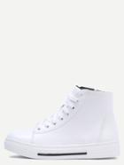 Romwe White Lace Up High Top Zipper Sneakers
