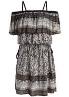 Romwe Off The Shoulder Vintage Print Dress