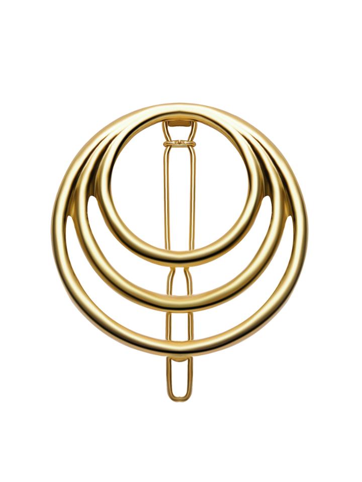 Romwe Gold Plated Circle Hollow Out Hair Clip