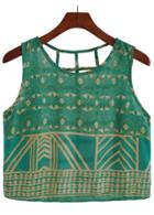 Romwe Geometric Print Hollow Tank Top