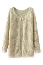 Romwe Open Front Square Knitted Cardigan