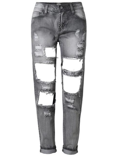 Romwe Ripped Denim Boyfrind Pant
