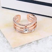 Romwe Rhinestone Detail Layered Cuff Ring