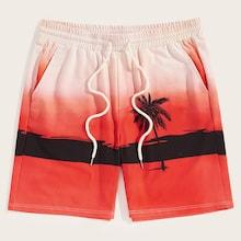 Romwe Guys Beach & Tropical Print Shorts