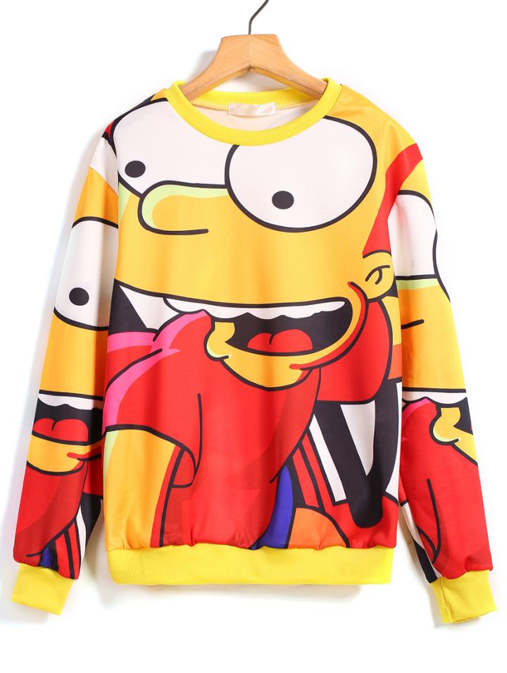 Romwe Cartoon Simpson Print Sweatshirt