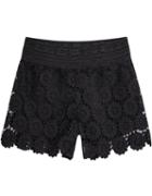 Romwe Black Floral Crochet Lace Shorts