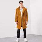 Romwe Guys Button Front Solid Long Coat