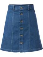 Romwe Single-breasted A-line Denim Skirt
