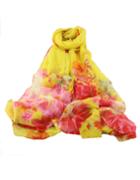 Romwe Yellow Voile Flower Printed Scarf