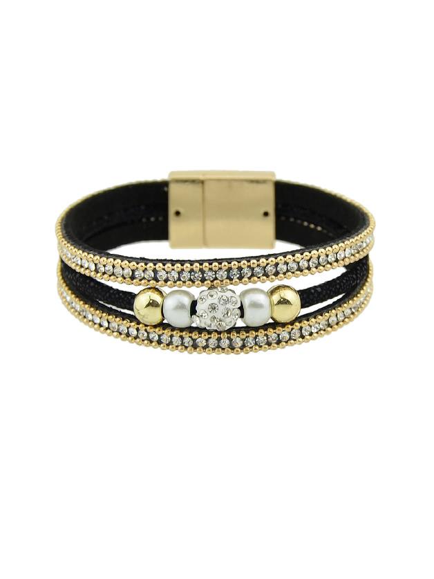 Romwe Multilayer Bracelet Wristband With Rhinestone Decoration