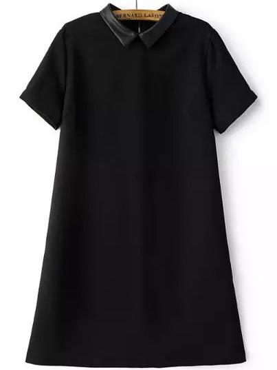 Romwe Doll Collar Black A-line Dress