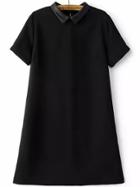 Romwe Doll Collar Black A-line Dress