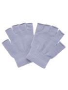 Romwe Light Grey Knitted Fingerless Textured Gloves