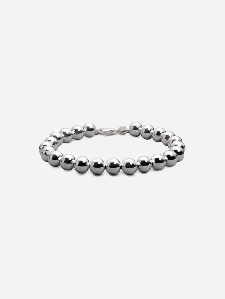Romwe Silver Hollow Beads Bracelet