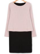 Romwe Long Sleeve Pink Combo Dress