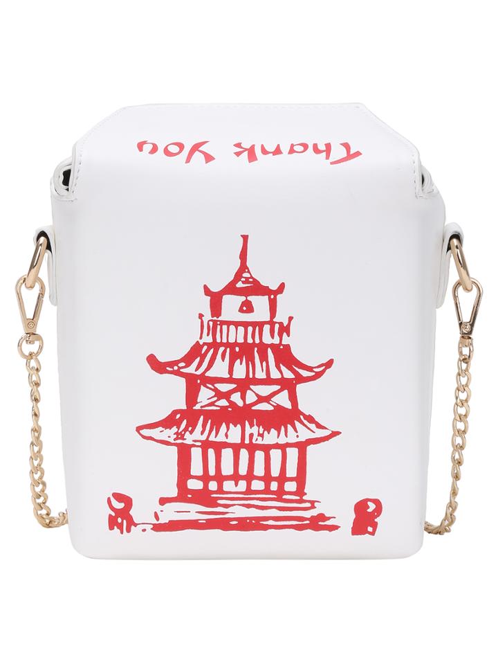Romwe Chinese Takeout Box Chain Bag
