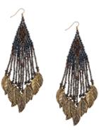 Romwe Beads Leaf-shaped Drop Earrings