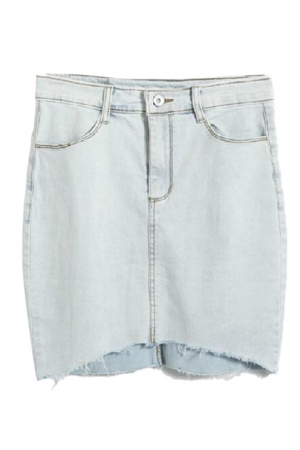 Romwe Arc Hem Bodycon Denim Skirt