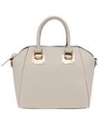 Romwe Beige Zipper Metallic Embellished Pu Shoulder Bag