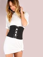 Romwe Skinny Stretch Lace Up Corset