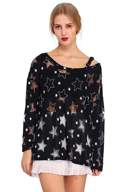 Romwe Star Loose Blouse