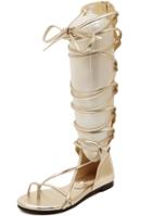 Romwe Gold Strap Hollow Boot Sandals