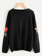 Romwe Embroidered Flower Applique Jumper