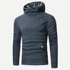 Romwe Men Zipper & Buckle Detail Hoodie