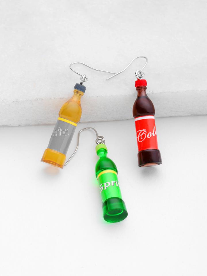 Romwe Coke Bottle Shaped Drop Earrings 3pcs