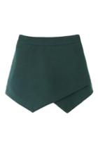 Romwe Asymmetric High-waisted Green Skirt