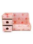 Romwe Pink Flower Print Diy Makeup Storage Case