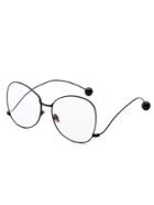 Romwe Black Curved Arm Flat Lens Retro Glasses