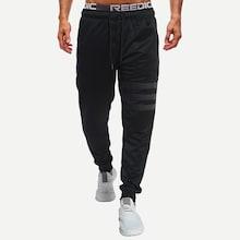 Romwe Men Solid Striped Drawstring Pants